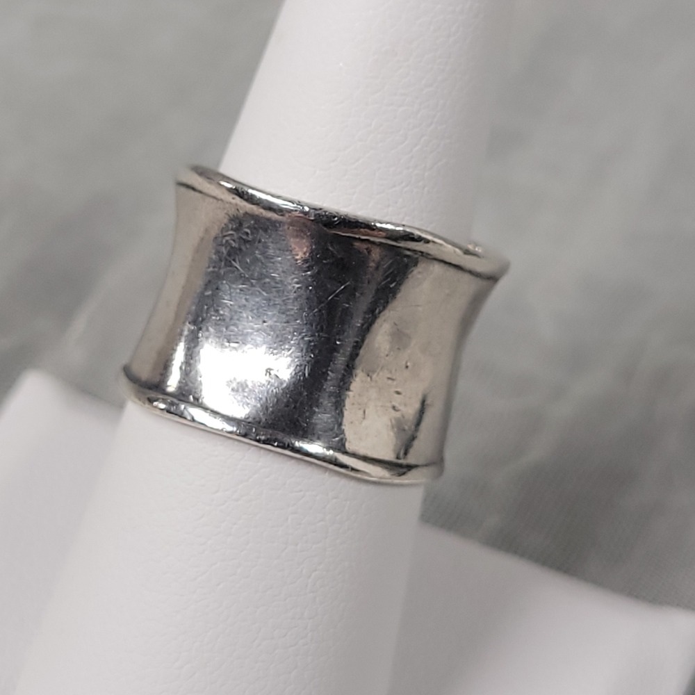 Silpada Cigar Band Ring Sterling Silver Size 7 Concave Wide Statement 925 - Picture 3 of 8